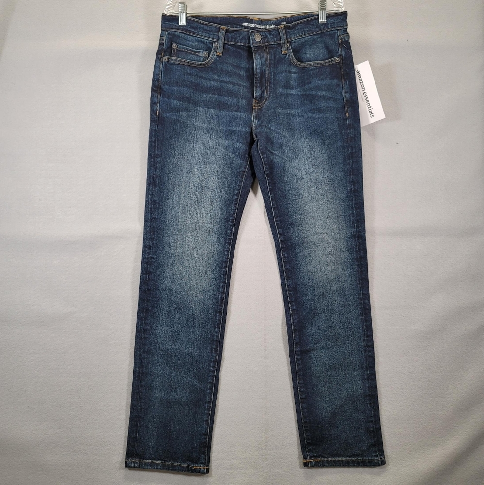 Amazon Essentials Slim Mince Denim Jeans Dark Blue Size 34x31 New